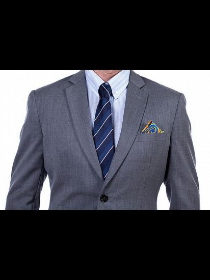 Notch Lapel Two Flap Pockets Classic Grey Mens Suits for Business_4