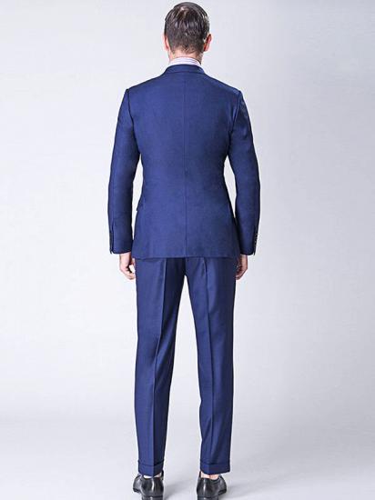 Stylish Peak Lapel Double Breasted Blue Mens Suits Online_3
