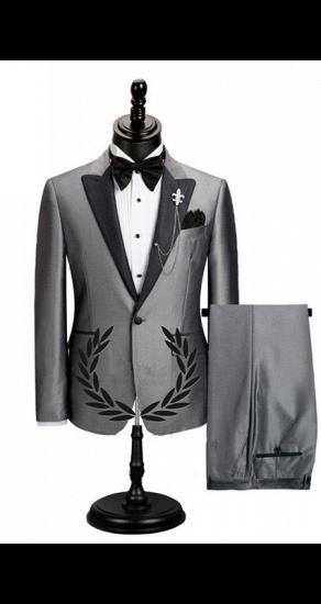 Shawn Gray Stylish Peaked Lapel Slim Fit Business Men Suits_1