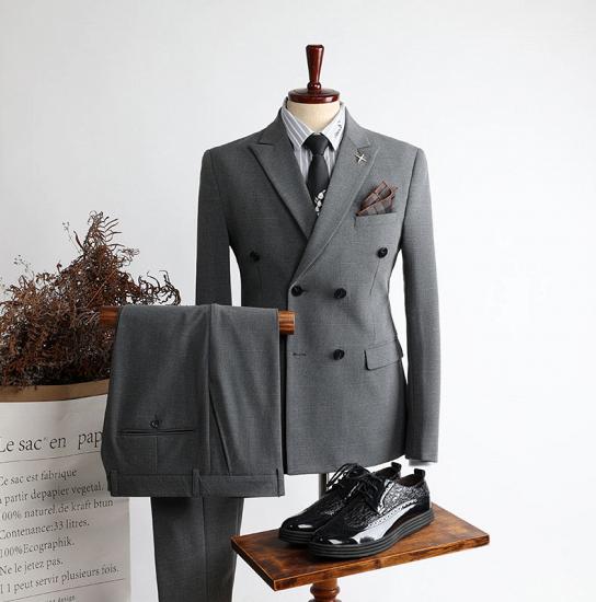 Alex Gary Modern Double Breasted Peaked Lapel Business Men Suits_2
