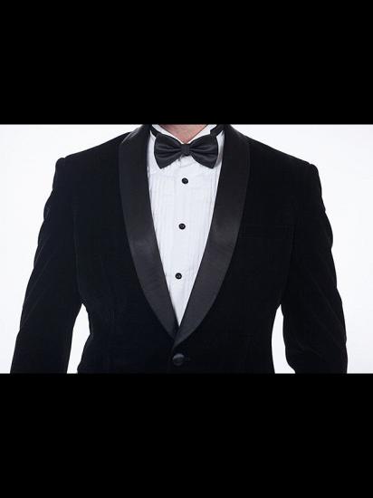 Premium Silk Shawl Lapel Black Velvet Mens Suits Tuxedos for Winter_4