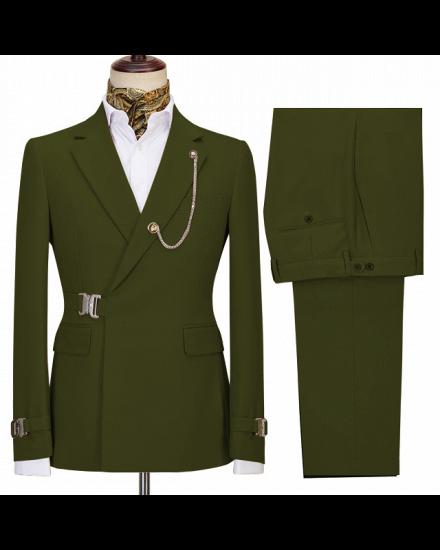 Liam Newest Pure Green Notched Lapel Men Suits For Business_2