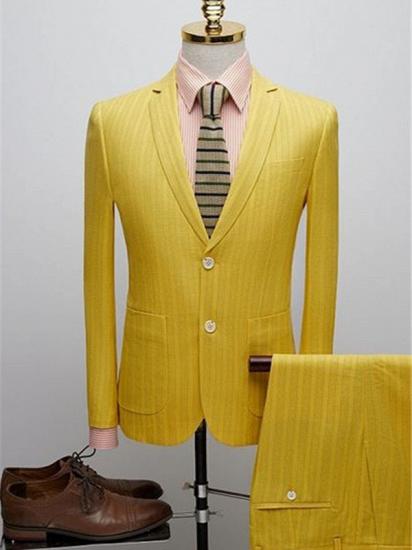 Yellow Slim Fit Two Buttons Prom Suits | Prom Mens Suits Business Casual 2 Pieces Suit