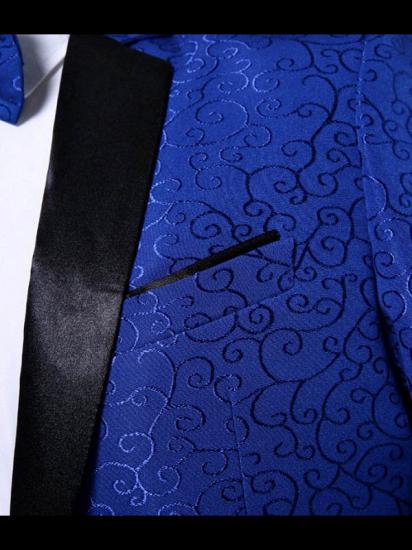Royal Blue Jacquard Tuxedo Jacket | Stylish Slim Fit Blazer for Men_4