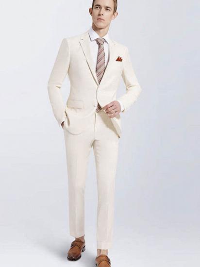 Modern Cream Slim Fit Prom Suits | Notch Lapel Casual Leisure Suits for Men_1