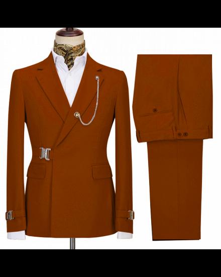 Gavin Newest Orange Two Pieces Notch Lapel Business Men Suits_2