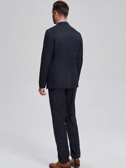 Brett Elegant Navy Blue Jacquard Mens Suits for Business_3