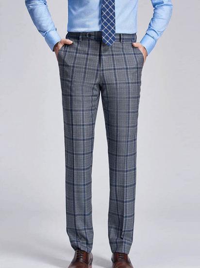 Modern Plaid Notch Lapel Patch Pocket Grey Suits for Men_5