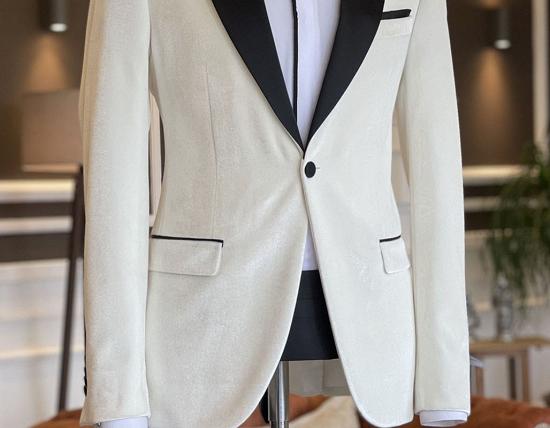 Max Simple White 2 Pieces Peaked Lapel Prom Suits For Men_1