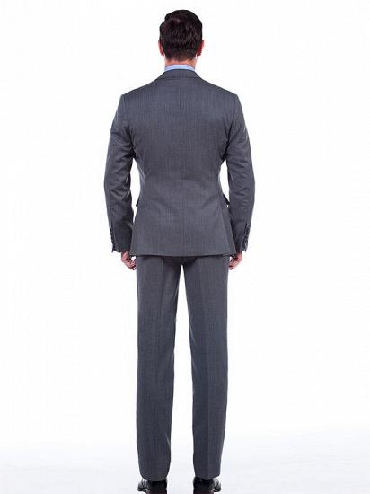 Notch Lapel Two Piece Dark Grey Mens Suits with Three Flap Pockets_3