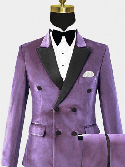 Lavender Velvet Tuxedo with 2 Pieces | Double Breasted Slim Fit Prom Suits online_1