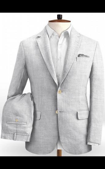 Linen Silver Beach Wedding Groom Tuxedo | Slim Fit Handsome Best Man Blazers_2